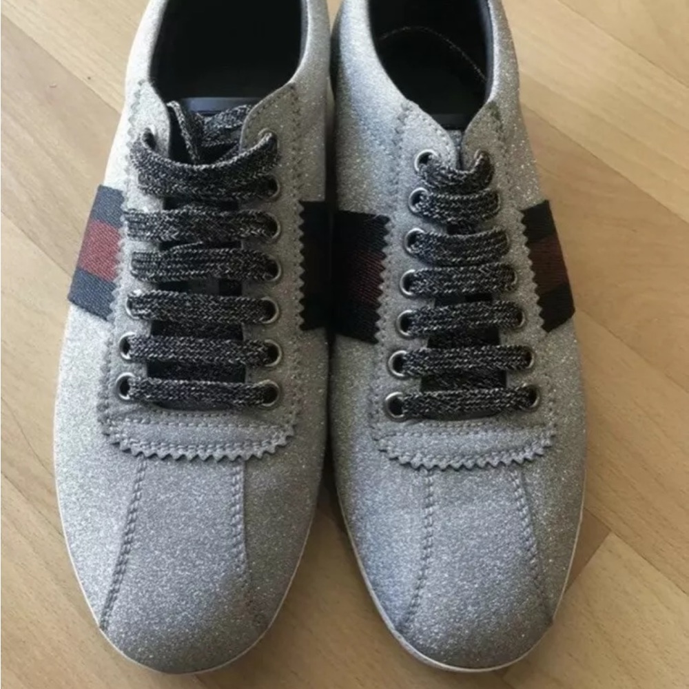 Gucci Bambi silver glitter sneakers size 38/8